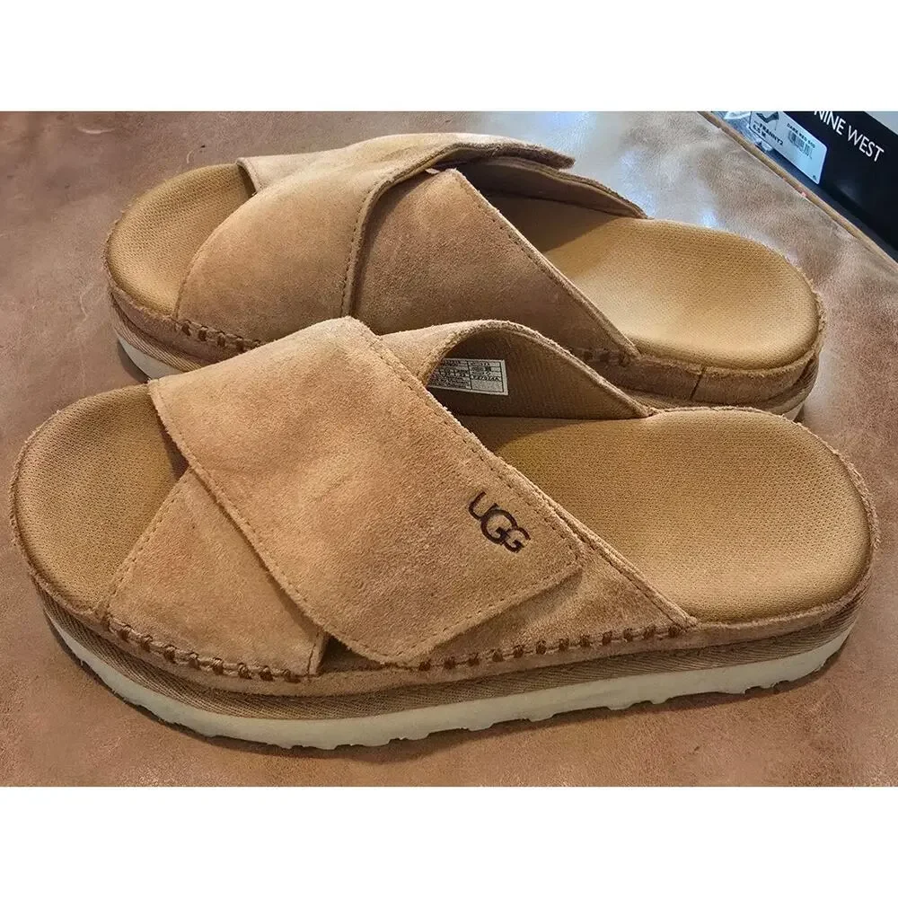 UGGs Goldenstar Crisscross Slide Platform Sandals EUC Size 6 - Picture 6 of 8